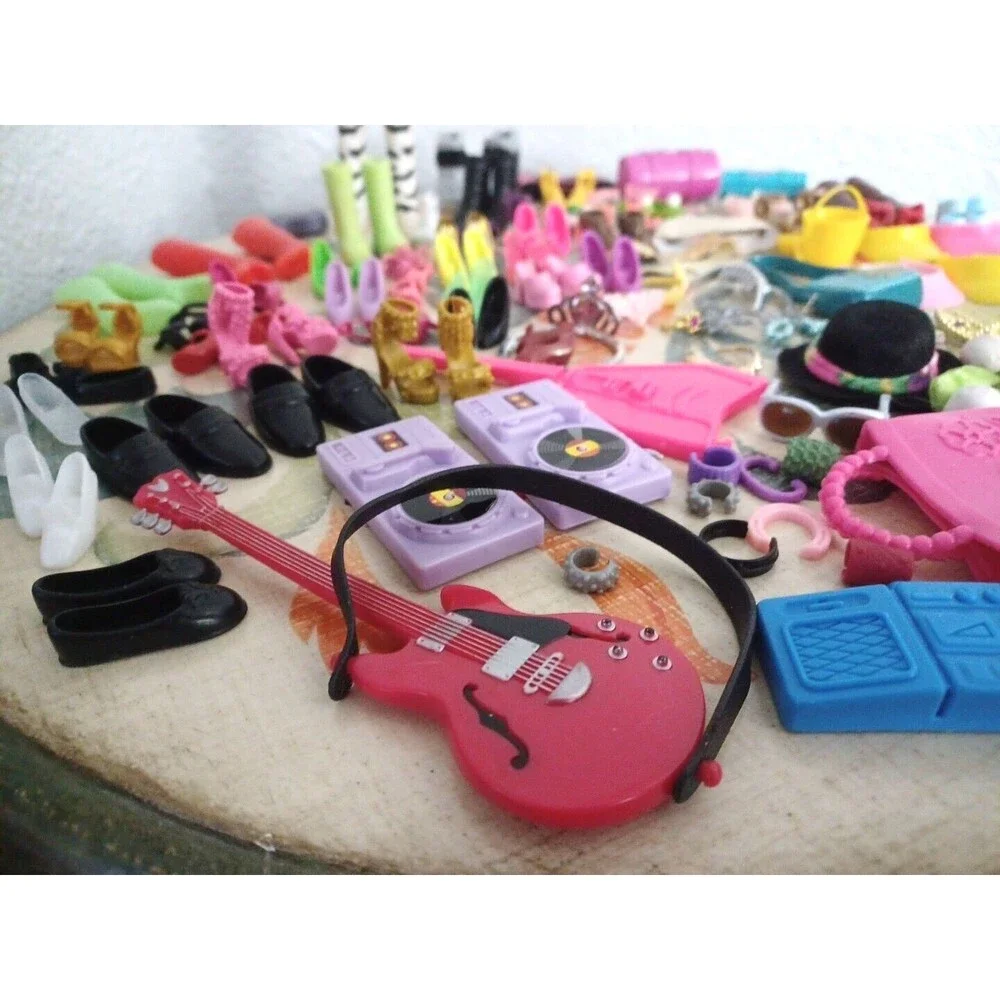 Large Lot of Miscellaneous Barbie Doll Accessories Shoes Purses, Lots More Vtg